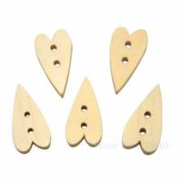 50 Pcs 22 x 12mm Long Heart 2 Holes Wooden Buttons   for Sewing  Scrapbooking Crafts   7NK70 Haberdashery