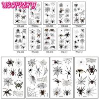 3D Spider Black Tattoo Temporary Body Sticker Waterproof Temporary Tattoo Sticker Halloween Day Face Makeup Body Art Tattoo