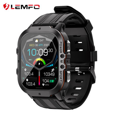 LEMFO C26สมาร์ทนาฬิกาสำหรับผู้ชาย AMOLED หน้าจอ1.96 "บลูทูธ100โหมดกีฬา S Mart W Atch 1ATM กันน้ำการตรวจสอบสุขภาพ