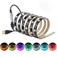 1M 2M 3M 5M Length-cuttable strip Lamp / USB Cable Power Strip Light For TV Background Lighting / 5V 2835 60SMD/M RGB Color LED Strip Lights / 17 Key IR Remote Control 3 Key Online Control / Flexible Light For Home DeskChristmasHouseParty Decor