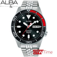 ALBA Automatic นาฬิกาข้อมือผู้ชาย สายสแตนเลส รุ่น AL4193X1 / AL4193X (สีเงิน/หน้าปัดดำแดง) สายจูบิลี