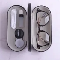 2-in-1 Portable Contact Lenses Case Creative Dual Use Glasses Box Double Layer Storage Box for Home Travel Hotel