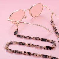 70ซม. Bold Leopard แว่นตากันแดดอะคริลิค ChainsWomen หน้ากากผู้ถือโซ่เต่า Lanyard รอบสร้อยคอ Acetate แว่นตา Chains