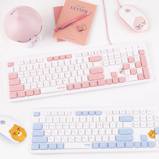 [Kakao friends] keyboard and mouse set Ryan Apeach Keyboard and mice ...