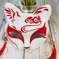 Japanese Mask Half Face Hand-painted Cat Fox Mask Anime Demon Slayer Masquerade Halloween Festival Cosplay Prop