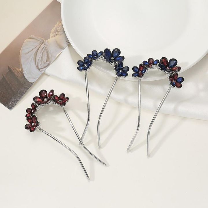 new-flower-hair-insertion-creative-u-shaped-alloy-hairpin-adult-hair-dispenser-exquisite-hair-ornament