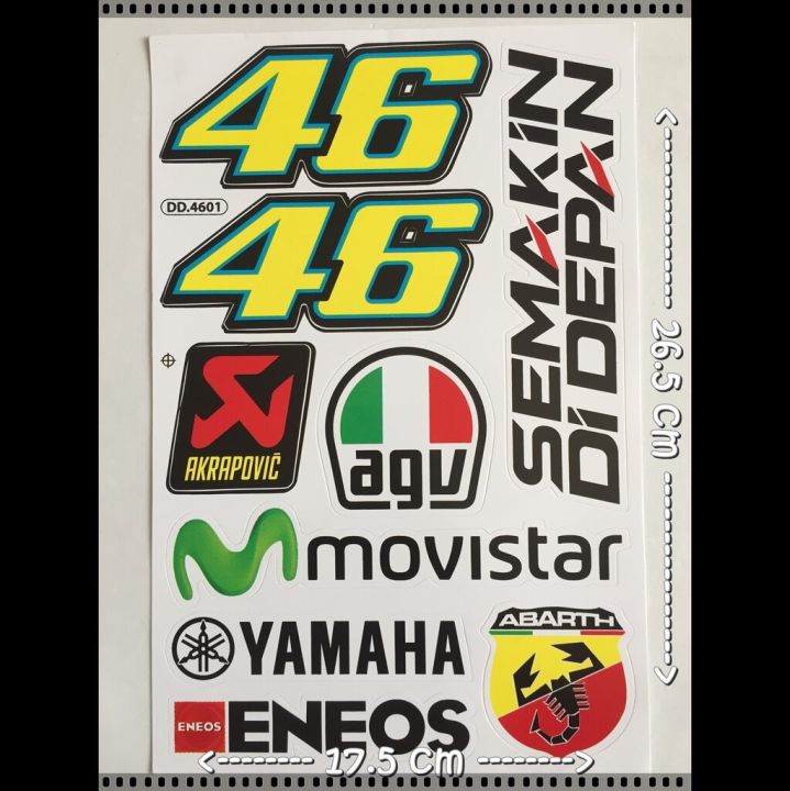 logo-46-agv-yamaha-สติกเกอร์-เคลือบกันน้ำ-ไดคัท-ติดรถยนต์-มอเตอร์ไซด์-รถแข่ง-บิ๊กไบค์-เวสป้า-waterproof-decal-sticker
