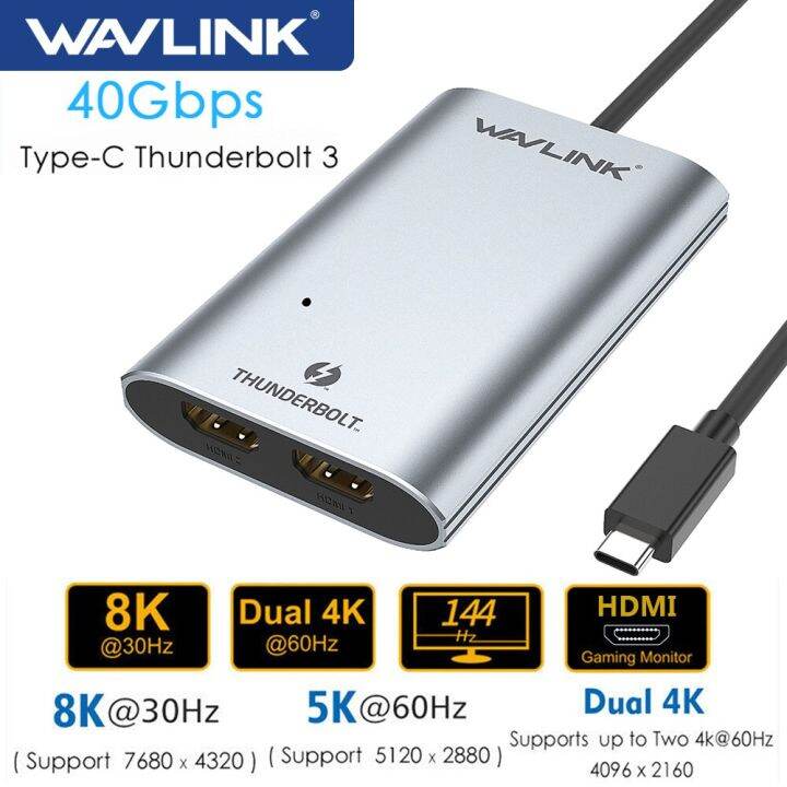 ธันเดอร์โบลต์3-dual-hdmi-copmatible-display-อะแดปเตอร์-usb-c-รองรับตัวแปลงฮับ4k-ultra-hd-display-type-c-splitter-สำหรับ-mac-os-feona