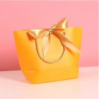 Large Size Gift Box Packaging Gold Handle Paper Gift Bags Kraft Paper With Handles Wedding Baby Shower Birthday Party Favor