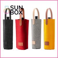 SUN BOX แบบพกพาได้ สีทึบทึบ กระเป๋าถือแบบถือ ถุงเก็บสัมภาระ ถุงเก็บไวน์ กระเป๋าผ้าสักหลาด ที่ใส่ขวด ถุงไวน์แดง