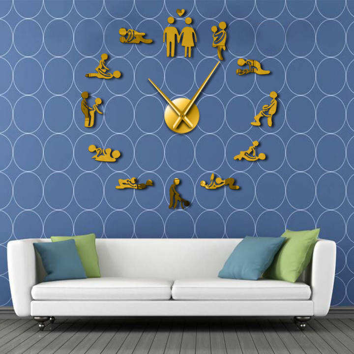 Bachelorette Game Sexy Kama Sutra Diy Adult Room Decorative Giant Wall Clock Sex Love Position