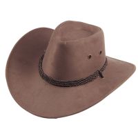 Western Cowboy Men Women‘s Hat Outdoor Wide Brim Faux Leather Big Brim Leather Velvet Outdoor Sun Hat Unisex Beach Travel Cap