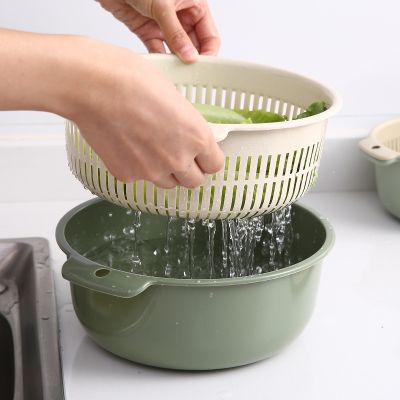 【CC】 Layer Vegetable Washing Basin Draining Basket Household Fruit Plate Items
