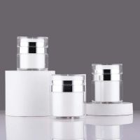 SILVER 50ml 30ml กระป๋องครีมกด เดินทาง ทนทาน อะคริลิ ขวดปั๊มสุญญากาศ ขวดโลชั่น ภาชนะเครื่องสำอาง ขวดรีฟิล