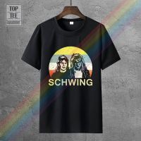 เสื้อยืด2022ใหม่เสื้อยืด WayneS World Wayne Campbell Garth Algar Schwing สีดำขนาดพิเศษผู้ชาย4XL 5XL 6XL