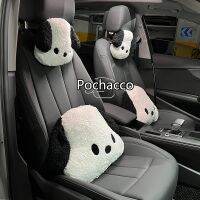 Plush Anime Cute Pochacco Car Waist Pillow Creative Car Headrest Neck Protection Pillow Soft Comfortable Auto White Dog Pillow