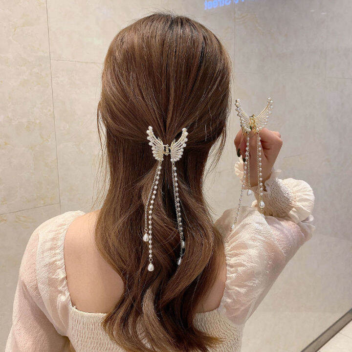 luxurious-hair-jewelry-opulent-hair-pin-pearl-butterfly-hair-accessory-long-tassel-grasping-clip-diamond-studded-hair-clip