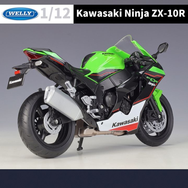 kawasaki-ninja-zx-10r-หัวรถจักรแบบหนักทำจากโลหะผสมเหล็กหล่อสำหรับแข่งมอเตอร์ไซค์โมเดลโลหะของขวัญสำหรับเด็ก