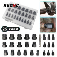 KECHc เครื่องมือถอดชุดบิตสลักเกลียวเจาะระบาย26ชิ้นสลักเกลียวสลักเกลียวกันลื่น