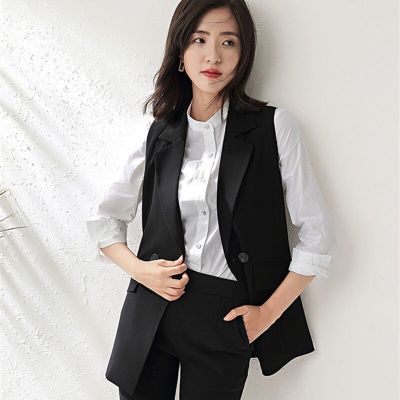 เสื้อกั๊กสำหรับผู้หญิงเสื้อแจ็คเก็ตแขนกุดหญิงขนาดบวกสไตล์เกาหลีเสื้อสุภาพสตรีบางสูทเสื้อกั๊ก