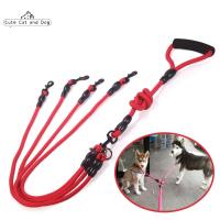 CHXONQ ไนลอนทำจากไนลอน 2/3/4 WAY PET Leash ปรับได้ปรับได้ พร้อมที่จับโฟม เชือกจูงสุนัข อุปกรณ์สำหรับสัตว์เลี้ยง 120ซม. ค่ะ สายจูงสุนัขสองหัว การเดินสุนัข