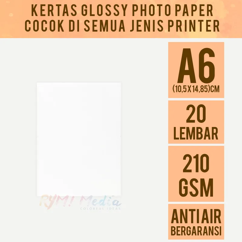 Kertas Foto Glossy 210 Gsm A6 Isi Lembar Photo Paper 210 Gram Single Side Ukuran Kecil 1 Pack Lazada Indonesia