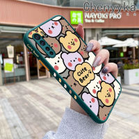 เคส Chenyyka สำหรับ A91 OPPO F15 Reno 3 4G เคสแบบเต็มหน้าจอหมีน่ารักบางมีน้ำค้างแข็งโปร่งใสแข็งขอบสี่เหลี่ยมกันกระแทกปลอกซิลิโคนคลุมทั้งหมดเคสนิ่มป้องกัน