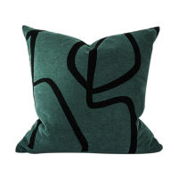 Simple Modern Decorative Pillow Cover Light Luxury Green Stripe Cushion Case Suede Embroidery Thread Bedroom Sofa Bed Pillowcase