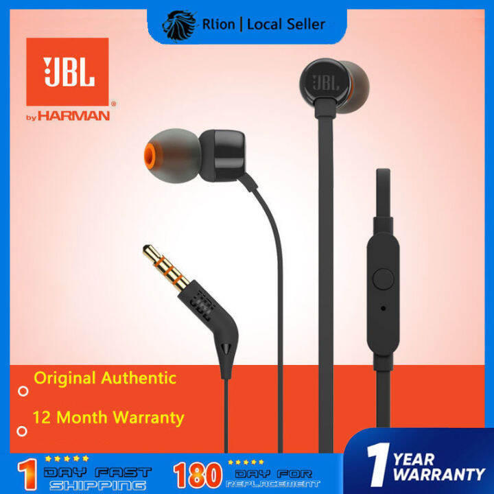Original earphone JBL T110 3.5mm Wired Earphones Stereo Deep Bass
