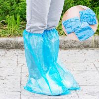 1Pair Durable Waterproof Thick Plastic Disposable Rain Shoe Covers High-Top Boot