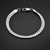 Mens 4MM 7MM Silver Color Stainless Steel Curb Snake Link Chain Bracelets for Women Unisex Wrist Jewelry Gifts Charms and Charm Bracelet