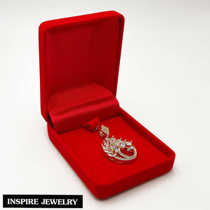 inspire-jewelry-จี้นกยูง-งาน-design-ประดับเพชรcz-ตัวเรือนหุ้มทองแท้24k-สวยหรู-ขนาด-2-4-x-3-5-cm