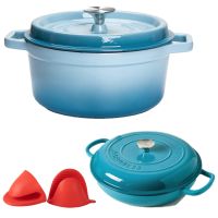 【จัดส่งในไทย】23/25cm Enameled Cast Iron Dutch Oven set+ 30cm Enamel Cast Iron Casserole Dish