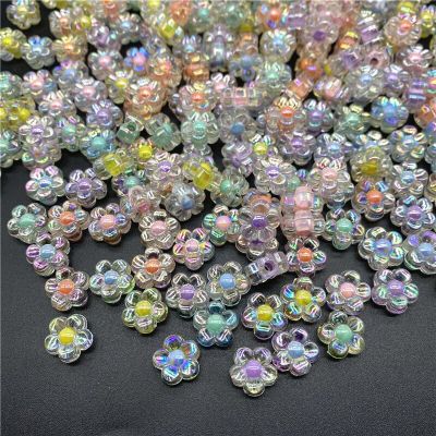 30pcs/Lot 12mm Plating Acrylic Plum Blossom Beads Loose Spacer Beads For Jewelry Making DIY Handmade Accessories (Hole:3.0mm) DIY accessories and othe