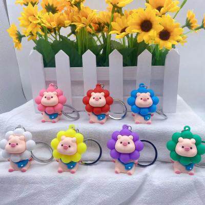 Unique Keychain Gifts Trendy Keychain Fashion Cartoon Sunflower Pig Keychain Car Keychain Cute Animal Keychain