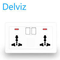 Delviz European Standard Universal 3-Holeเต้าเสียบไฟพร้อมฟังก์ชั่นการควบคุมสวิตช์ทอง/ขาว