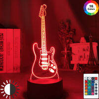 เครื่องดนตรีเด็กไฟกลางคืน Led 7สีเปลี่ยนห้องนอนตกแต่งแสงกีต้าร์ของขวัญสำหรับเด็กสาวตาราง Usb 3d โคมไฟเบส