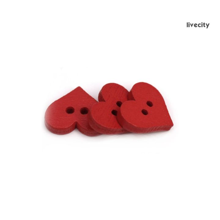 livecity-100pcs-2-holes-red-love-heart-wooden-button-clothes-diy-sewing-accessory-decor