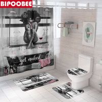 【CW】ﺴ♛  Curtain Bathtub Wine Shower Curtains Heels Mats Non-Slip Toilet Cover