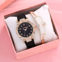 【July】 Fashionable Korean version casual all-match ladies quartz watch two-piece bracelet set digital womens