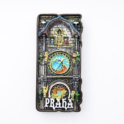 Czech Republic Prague Clock Tower Creative Architecture Tourist Commemorative Decorative Handicraft Collection Gift Magnet Refrigerator Sticker 【Refrigerator sticker】✐♛♠