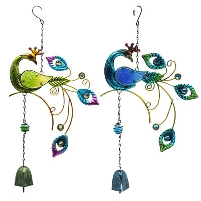 Colorful Peacocks Pendant Wind Chimes Metal Painted Indoor Outdoor Balcony Garden Hanging Decoration Ornament