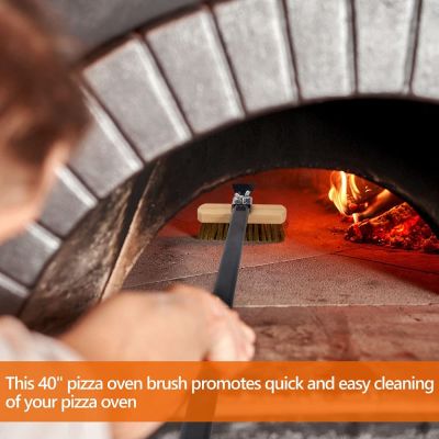 PizzAtHome Pizza Oven Copper Brush Bristle ss Scraper Household Grill Cleaning Oven Brush with 21 inch Aluminium HandleTH