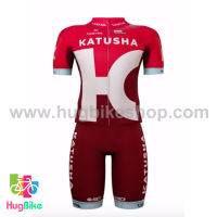 ชุดจักรยานแขนสั้นทีม Katusha 16 สีแดง กางเกงแดง