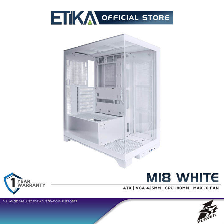 1st Player Miku Mi8 White | Standard ATX | Double-Sided Tempered Glass ...