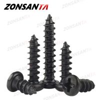 ZONSANTA  Pan Round Head Self tapping Screw M1.2 M1.4 M1.7 M2 M2.2 M2.6 M3 M3.5 M4 Small Carbon steel Cross Phillips Black Screw Fasteners