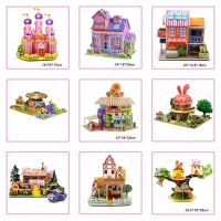 GHTNES ปราสาทในบ้าน 3D Castle Model Puzzle ของเล่น สวนในสวน ปริศนา3D 3D Puzzle House Model Toys บ้านขนาดเล็ก รถบรรทุกสำหรับรถบรรทุก ของเล่นโมเดลบ้านจิ๋ว อนุบาลอนุบาล