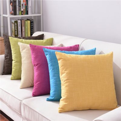45x45cm High Quality Solid Color Car Waist Chair Cushion Cover Linen Throw Pillowcase Home Living Room Decor