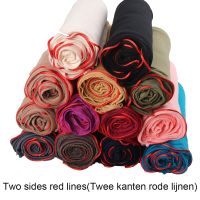 2 Redline Syal Katun Jersey ผ้ายืด Warna Hijab Solid สำหรับมุสลิม Wanita Syal Selendang Kepala ผ้าโพกศีรษะ Foulard Musulman