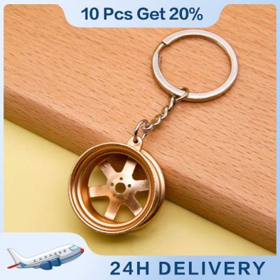 Men Key Chains Fashion Car Modified Hub Metal Keychain Hot Car Wheel Hub Keychain Key Ring Car Speed Gearbox Gear Head Keychain